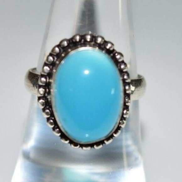 Vintage Jewelry - .925 Sterling Silver Light Blue Frosted Glass